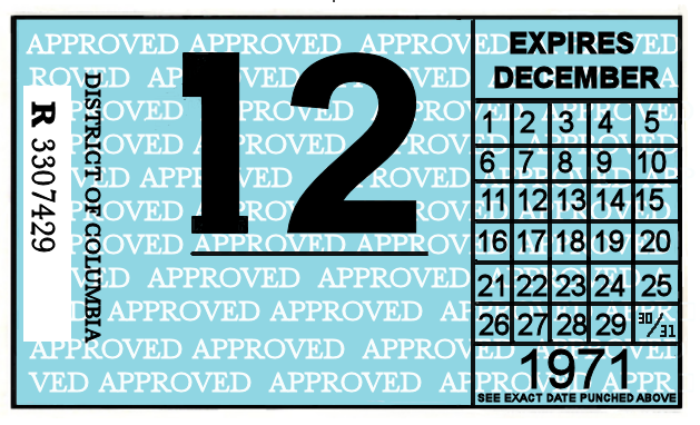 1970-71 District Of Columbia Inspection Sticker